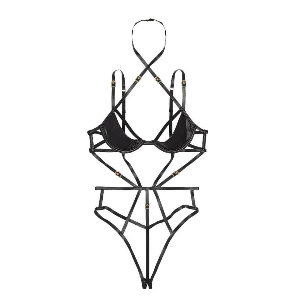Victoria's Secret faux leather strappy open cup